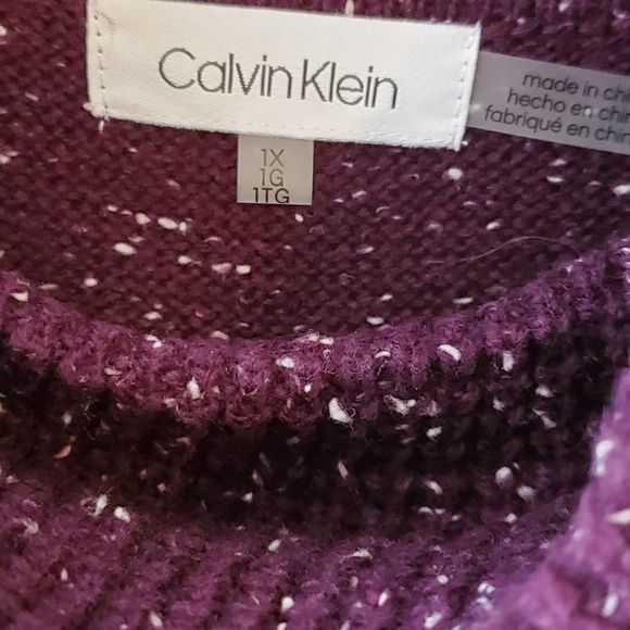 CALVIN KLEIN plus Size purple Space-Dye Cowlneck Sweater 1X 3X new! - Picture 5 of 12